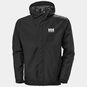 Helly Hansen Black Hooded Rain Jacket with Logo